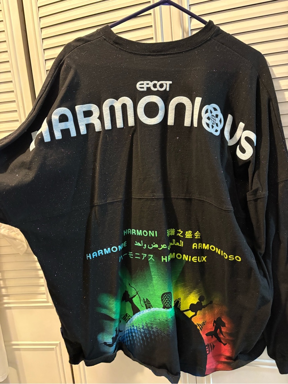 EPCOT Harmonious Graphic Sweatshirt - Black with Rainbow Print